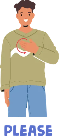 Smiling Man Showing Please In Sign Language  Illustration