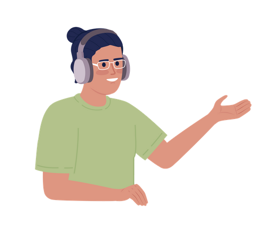 Smiling man with headphones communicating  Illustration