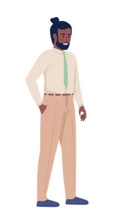 Smiling Manager Semi Flat Color Vector Character Office Worker Editable Figure Full Body Person On White Businessman Simple Cartoon Style Illustration For Web Graphic Design And Animation Illustration