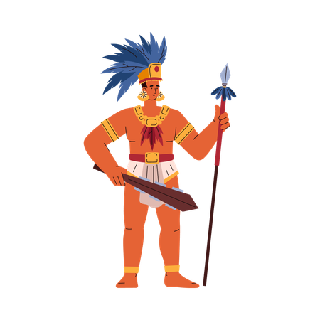 Smiling Maya warrior man  Illustration