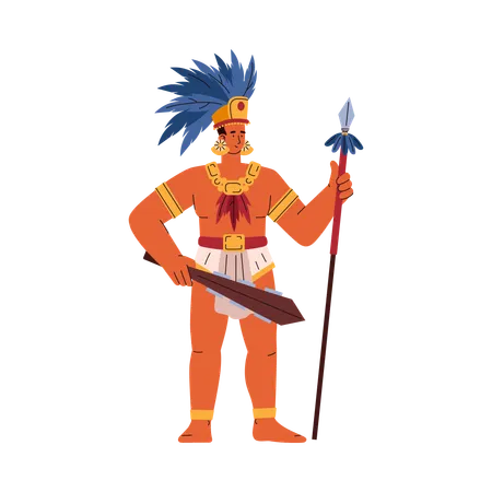 Smiling Maya warrior man  Illustration