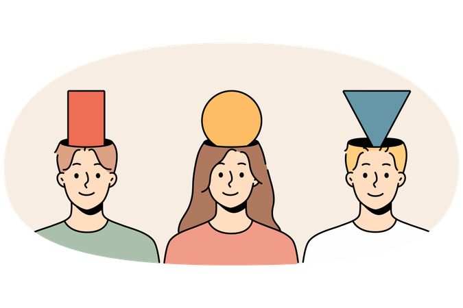 Smiling men and women have personal point of view  Illustration