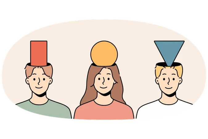 Smiling men and women have personal point of view  Illustration