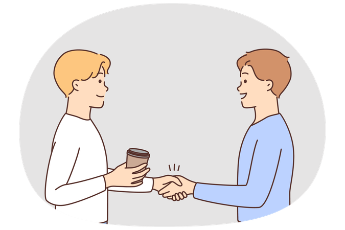 Smiling men shaking hands greeting  Illustration