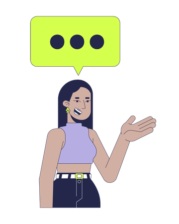 Smiling middle eastern woman with text message bubble  Illustration