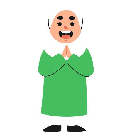 Smiling Muslim Girl in Prayer Pose  Illustration