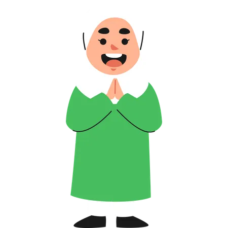 Smiling Muslim Girl in Prayer Pose  Illustration