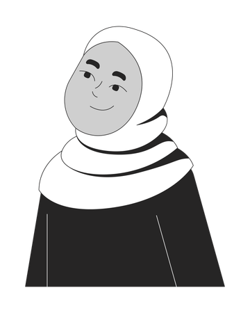 Smiling muslim girl in purple hijab  Illustration