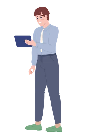 Smiling office manager with tablet Illustration