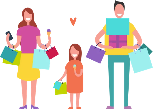 Smiling People Making Holiday Purchases  Illustration