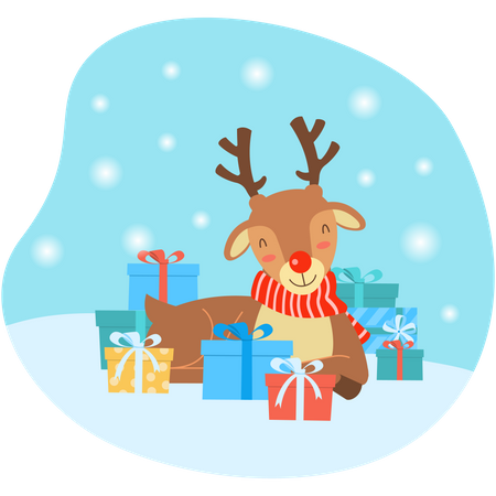 Smiling reindeer during Christmas Illustration