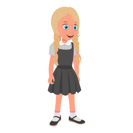 Smiling Schoolgirl Wearing School Uniform  Illustration