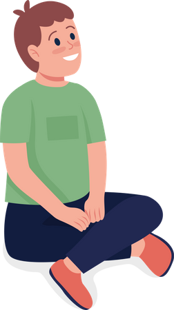 Smiling sitting boy Illustration