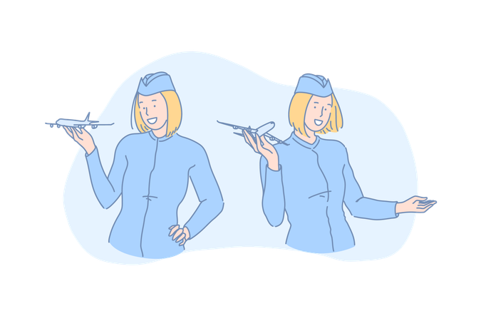 Smiling stewardess in uniform  Illustration
