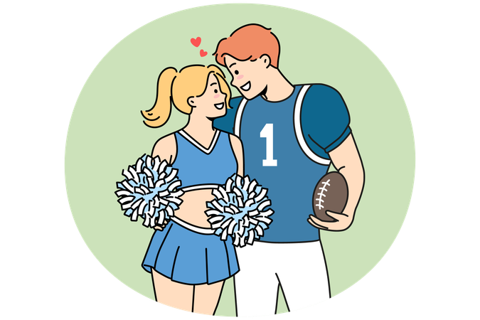 Smiling teen couple in sport uniform  Illustration