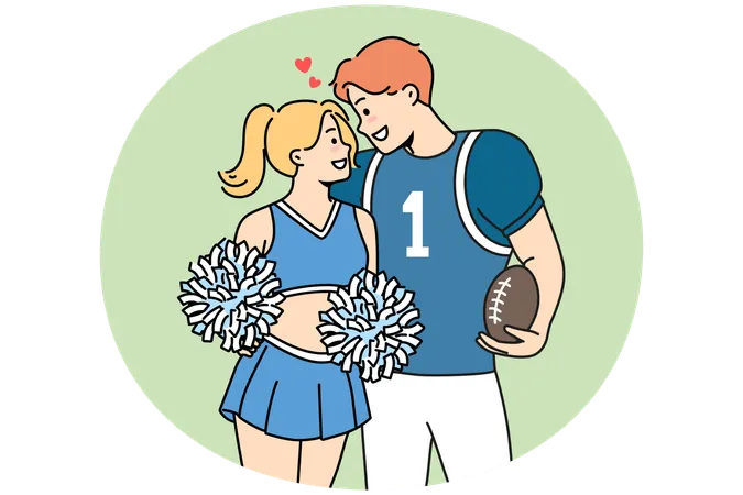 Smiling teen couple in sport uniform  Illustration