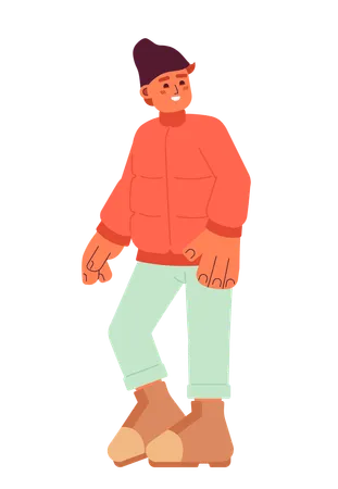Smiling teenage boy in winter outerwear  Illustration