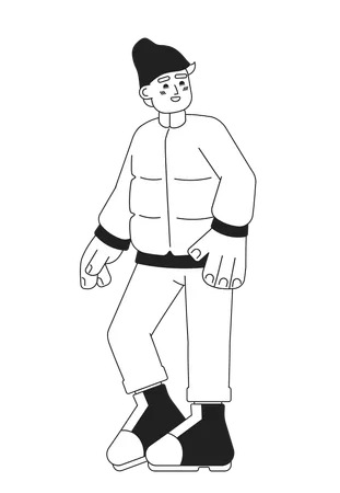 Smiling teenage boy in winter outerwear  Illustration