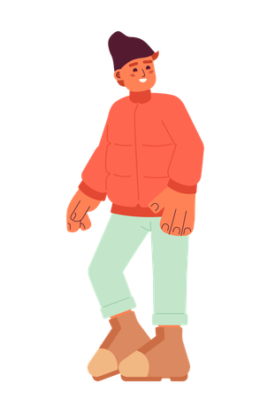 Smiling teenage boy in winter outerwear  Illustration