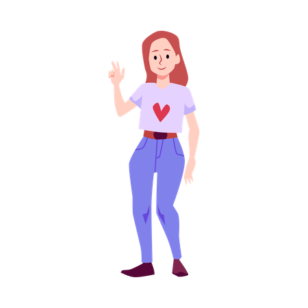 Smiling teenager girl giving pose  Illustration