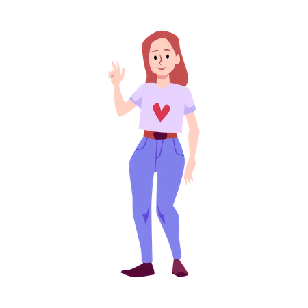 Smiling teenager girl giving pose  Illustration