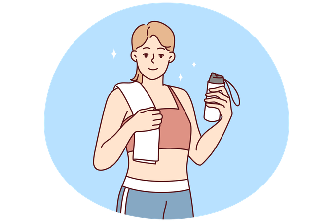 Smiling toned woman in sportswear  Illustration