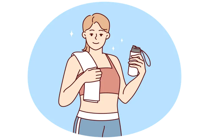 Smiling toned woman in sportswear  Illustration