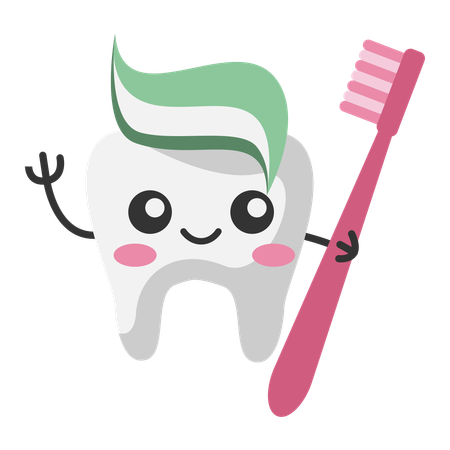 Smiling Tooth holding tooth brush  Illustration