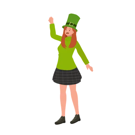 Smiling Woman Celebrate  St Patrick's Day  Illustration