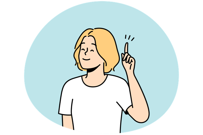 Smiling woman find answer to problem  Illustration