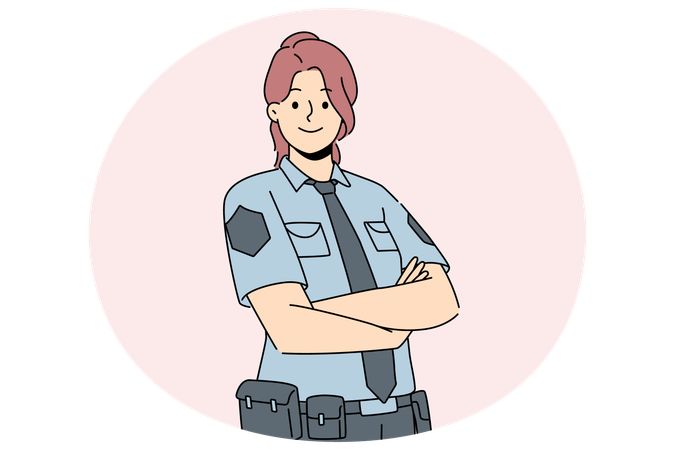 Smiling woman guard in uniform  Illustration
