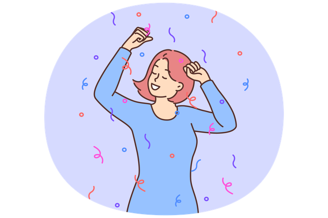 Smiling woman have fun dancing at party  Illustration