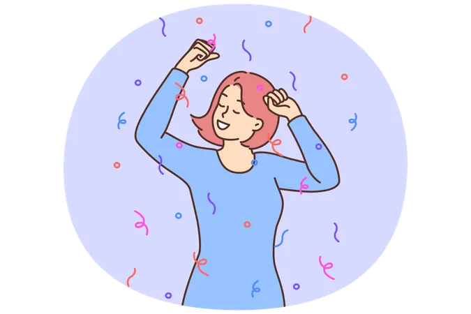 Smiling woman have fun dancing at party  Illustration