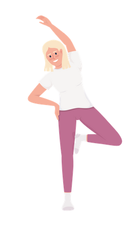 Smiling woman improving body stability Illustration