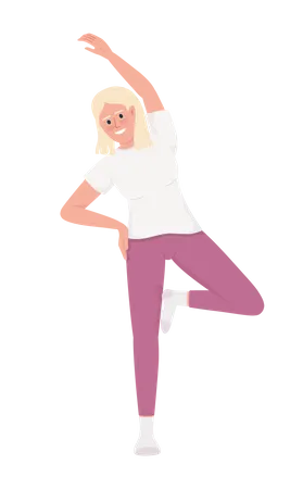 Smiling woman improving body stability Illustration