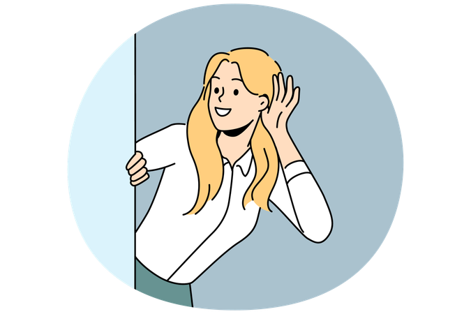 Smiling woman listening to gossips  Illustration