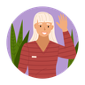 blonde girl waving hand illustrations free