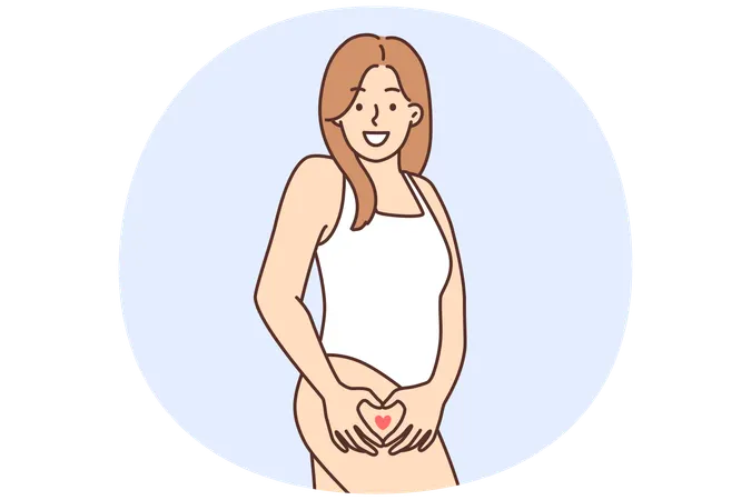 Smiling woman show heart sign on hip  Illustration