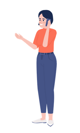 Smiling woman talking over mobile phone Illustration