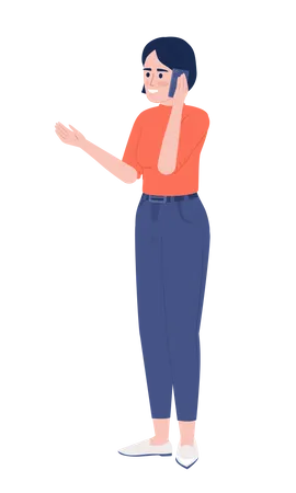 Smiling woman talking over mobile phone Illustration