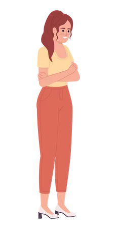 Smiling woman with crossed hands  Illustration