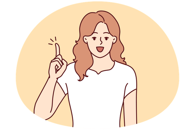 Smiling woman with finger up generate idea  Illustration
