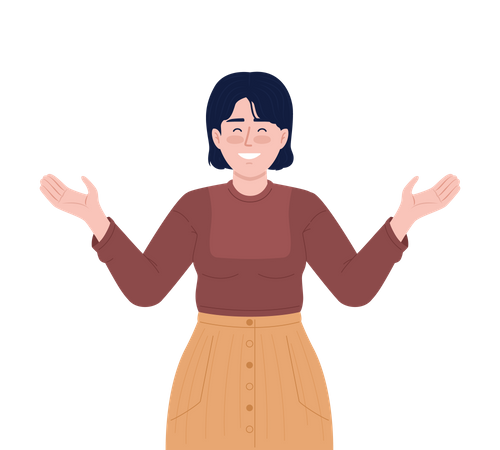 Smiling woman with open arms  Illustration