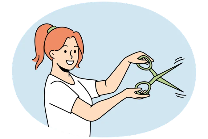 Smiling woman with scissors  Illustration