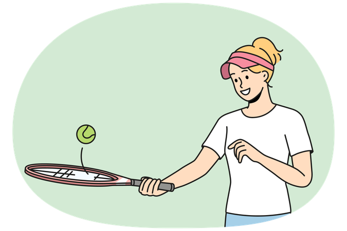 Smiling young woman in uniform playing badminton  Illustration