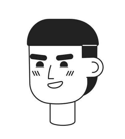 Smirking hispanic guy with bowl haircut  Illustration