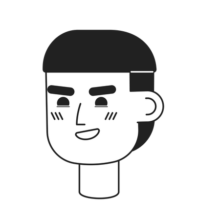 Smirking hispanic guy with bowl haircut  イラスト