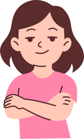 Smirking Woman With Crossed Arms  Illustration
