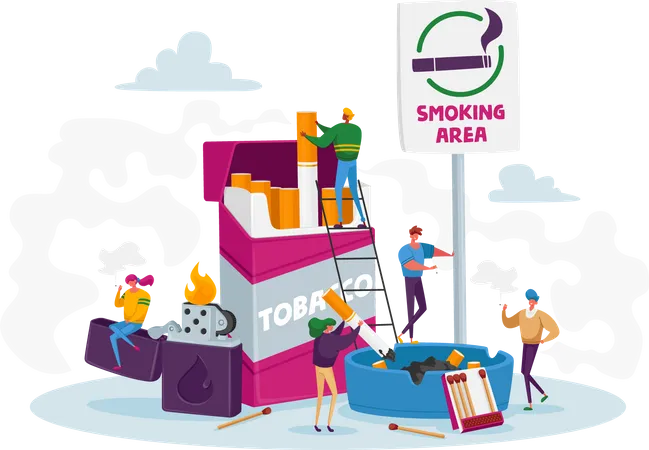 Smokers in smoking area  Illustration