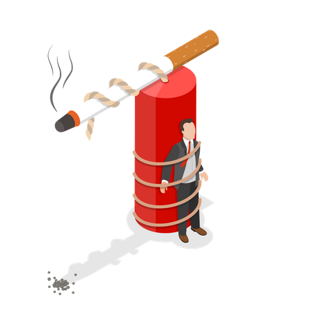 Smoking Addicted Person  Illustration